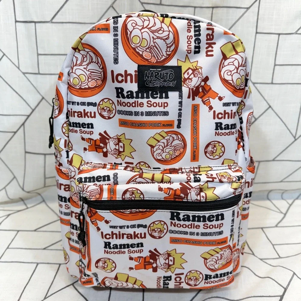 Naruto Shippuden Backpack OS White Ichiraku Ramen Noodle Soup Print Anime Bag